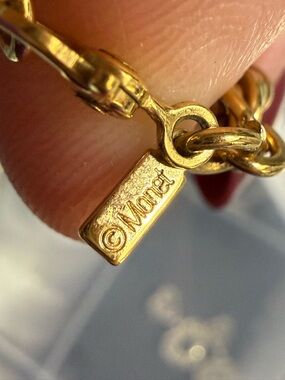 Monet Gold-Tone Link Necklace with Logo Tag